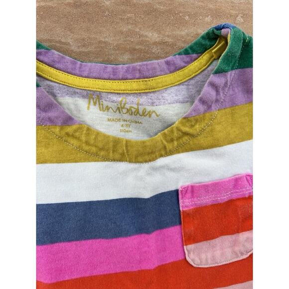 MINI BODEN Striped Cotton Dress Sz 4/5 Toddler Multi Color Striped - Picture 2 of 3